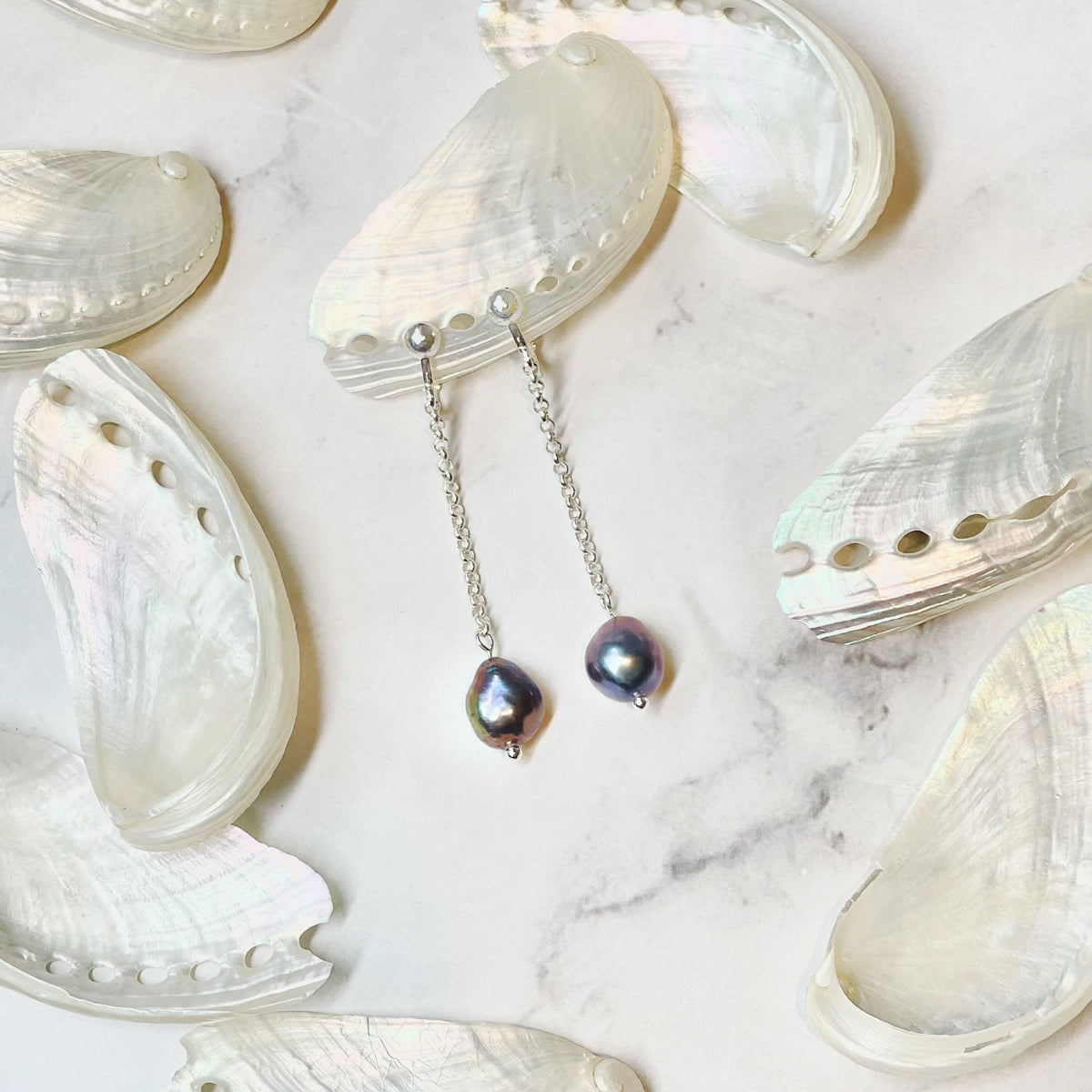 Midnight Baroque Pearl Clip Earrings by NINEMOO – alternate view
