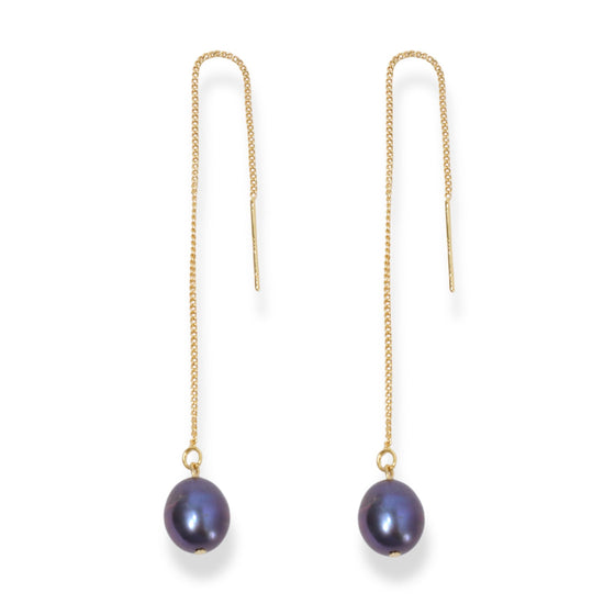 Midnight Baroque Pearl Threader Earrings by NINEMOO – product image