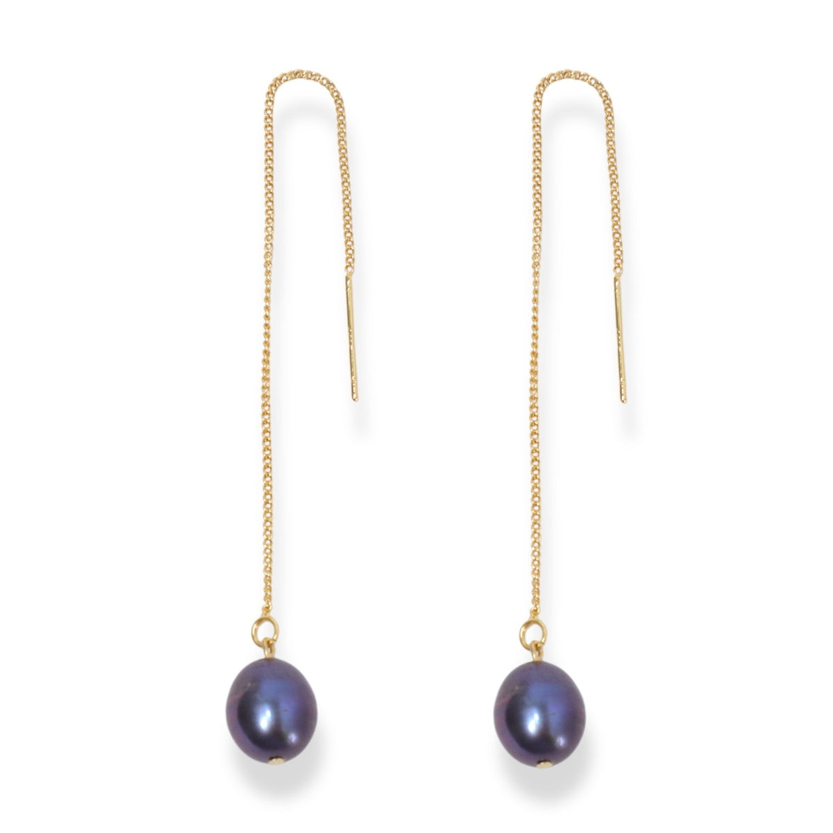 Midnight Baroque Pearl Threader Earrings by NINEMOO – product image