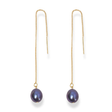 Midnight Baroque Pearl Threader Earrings by NINEMOO – product image
