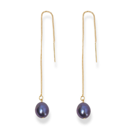 Midnight Baroque Pearl Threader Earrings by NINEMOO – product image