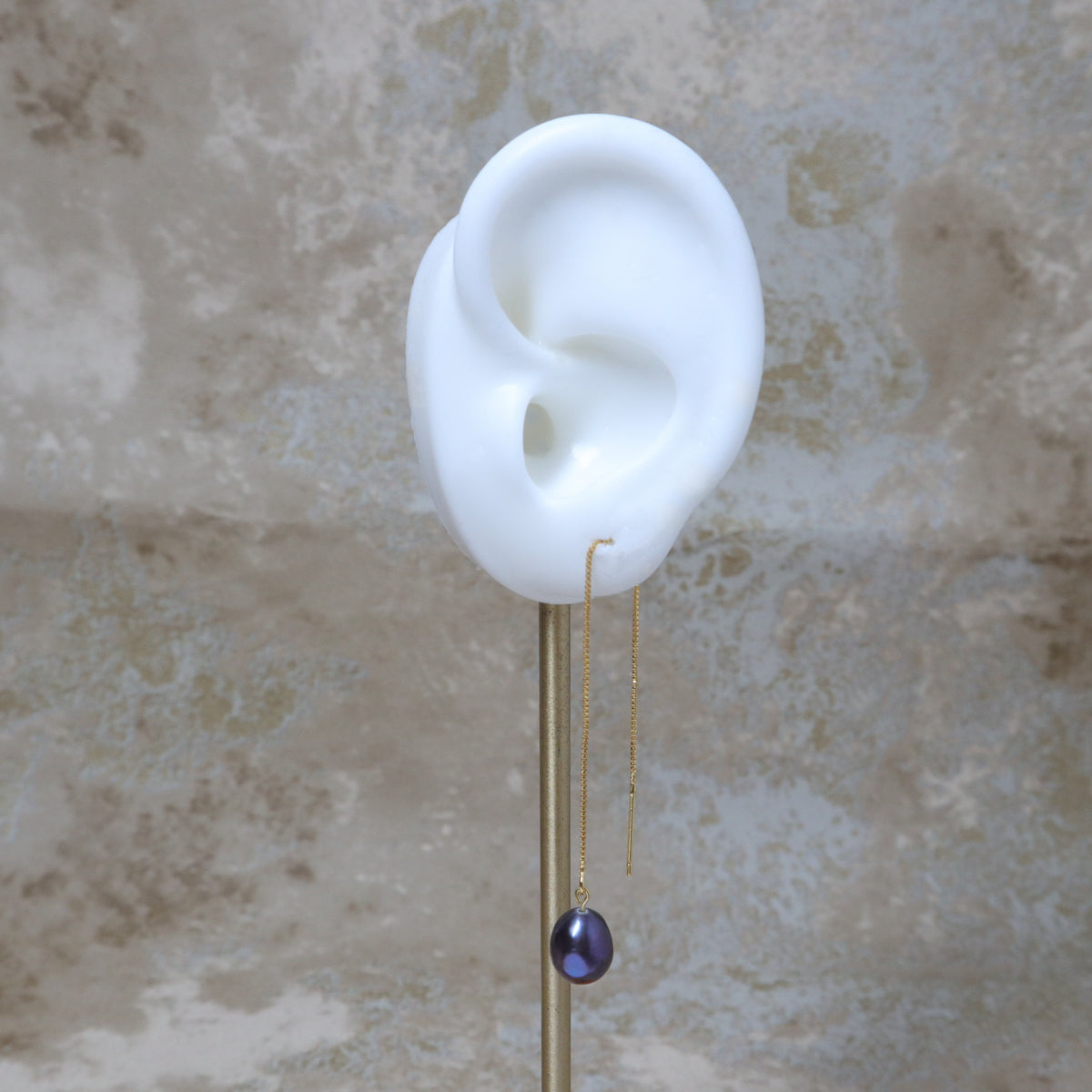Midnight Baroque Pearl Threader Earrings by NINEMOO – alternate view