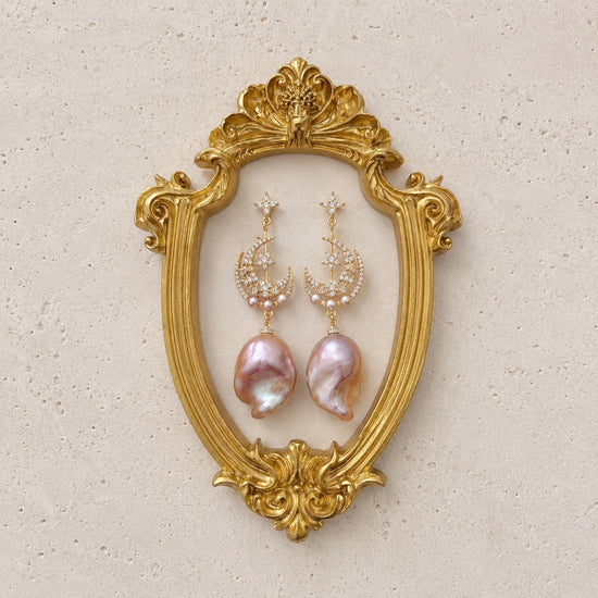 Moonlit Bloom Baroque Pearl Earrings by NINEMOO – alternate view