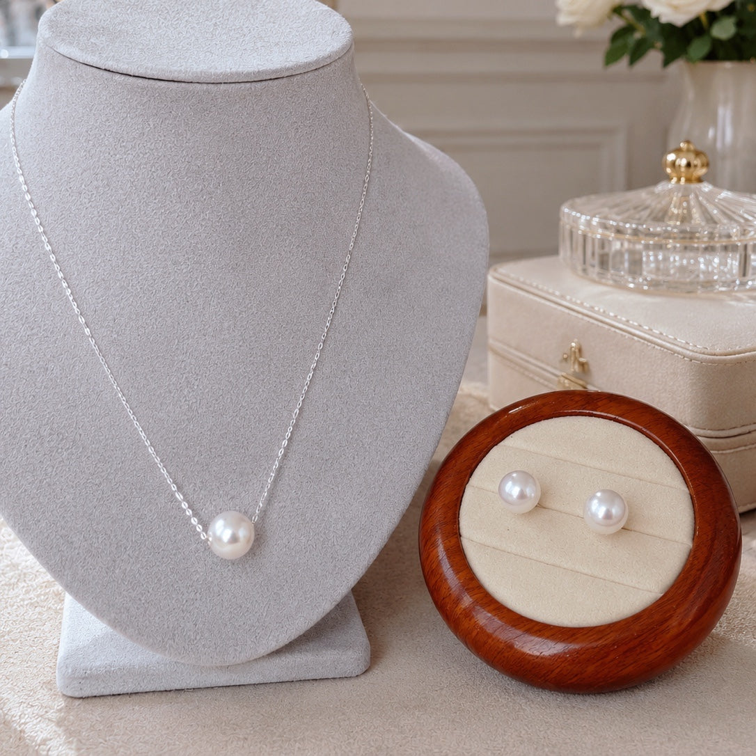 Moonpath Silver Pearl Necklace by NINEMOO – product view 4