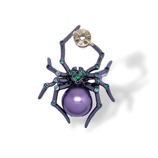 Mystic Spider Purple Pearl Brooch by NINEMOO – product image