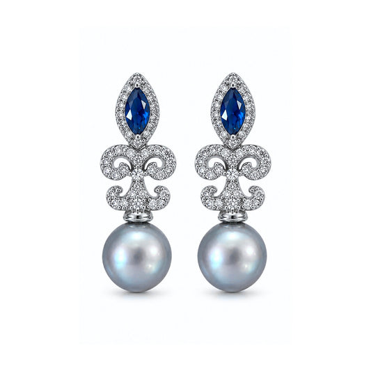 Nacre Gris Arabesque Freshwater Pearl Earrings