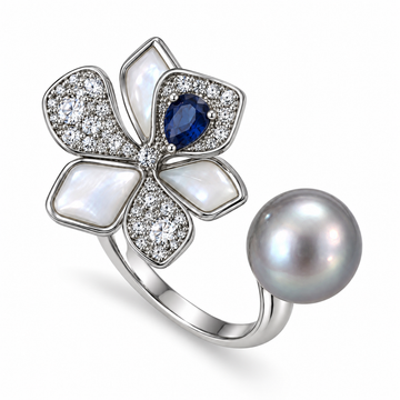 Nacre Gris Fleur Freshwater Pearl Ring