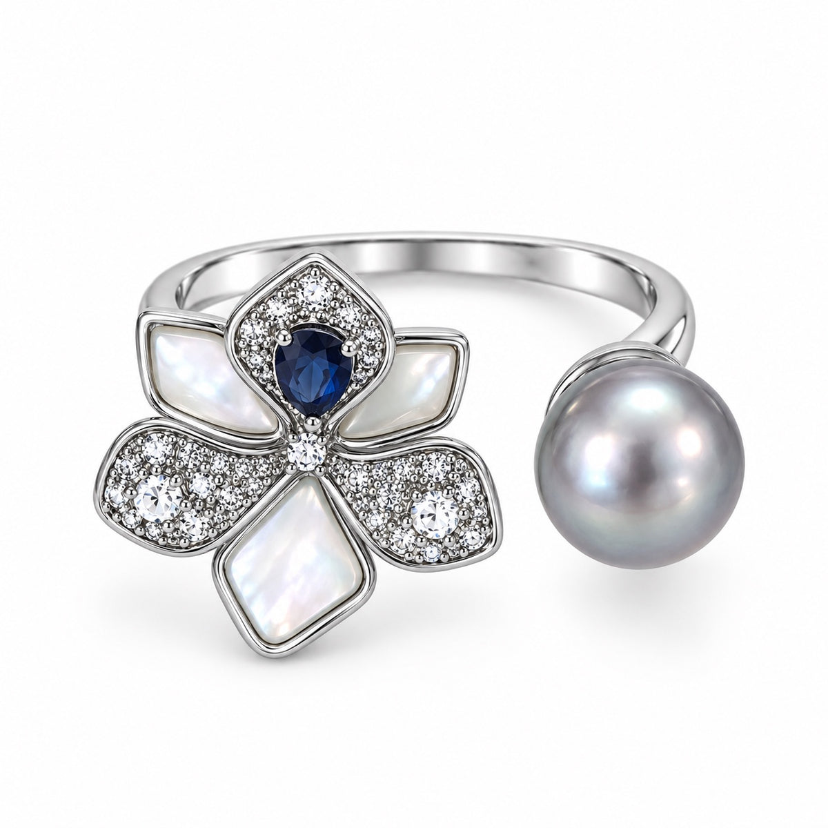 Nacre Gris Fleur Freshwater Pearl Ring