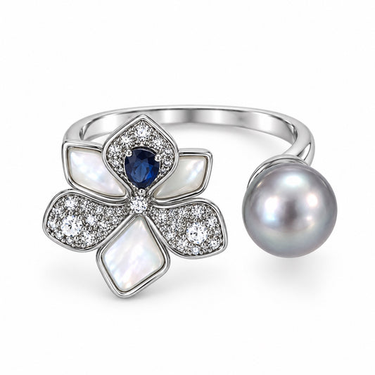 Nacre Gris Fleur Freshwater Pearl Ring