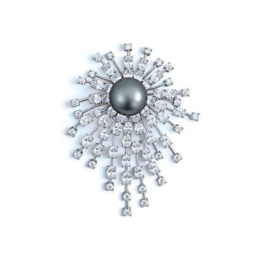 Nacre Noire Starburst Pearl Brooch