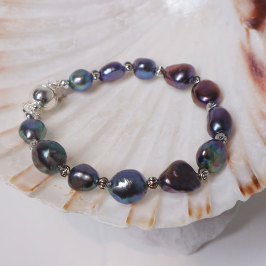 Natural Baroque Black Pearl Bracelet by NINEMOO – alternate view