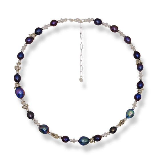 Natural Black Pearl Cross Jewellery Set by NINEMOO – detail view
