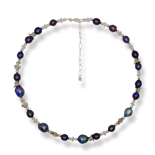 Natural Black Pearl Cross Jewellery Set by NINEMOO – detail view