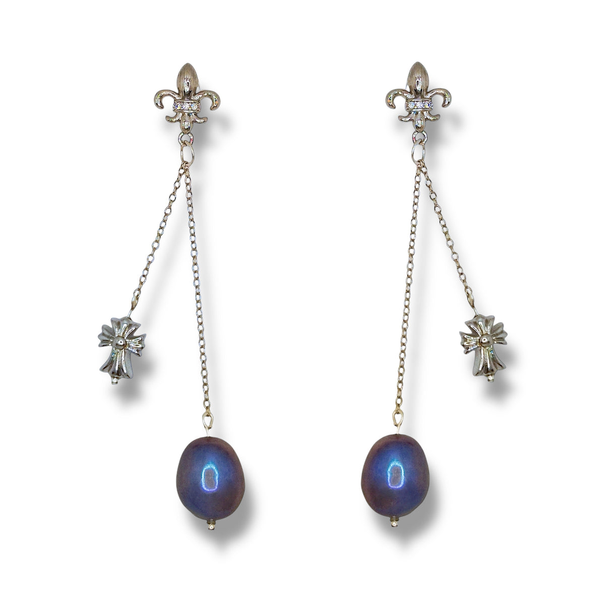 Natural Black Pearl Cross Jewellery Set by NINEMOO – product view 4