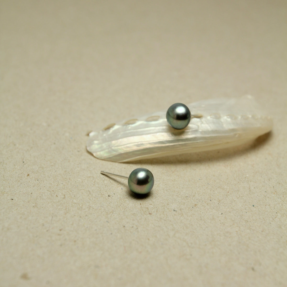Noir Tide Pearl Studs Earrings by NINEMOO – product view 5