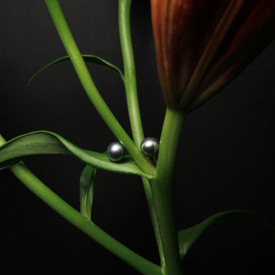 Noir Tide Pearl Studs Earrings by NINEMOO – product view 7