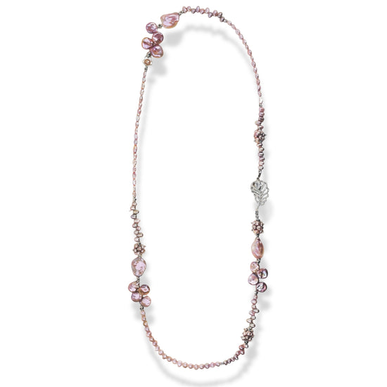 Opulent Rose Petal Pearl Cascade Necklace by NINEMOO – alternate view