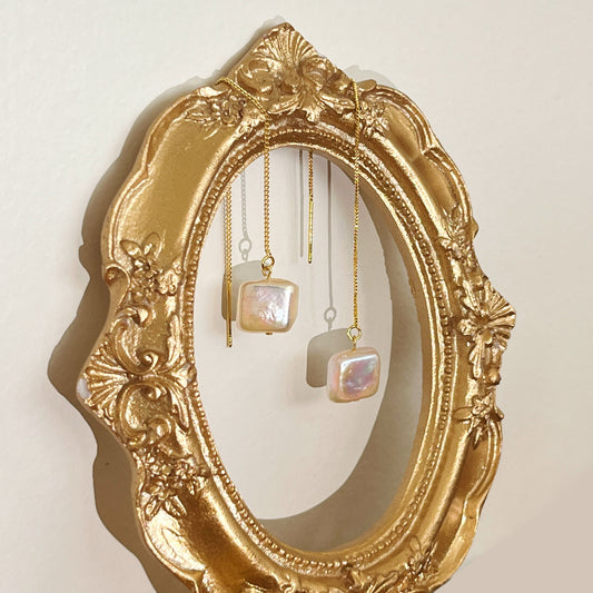 Mirrorlake Threader Earrings by NINEMOO – detail view