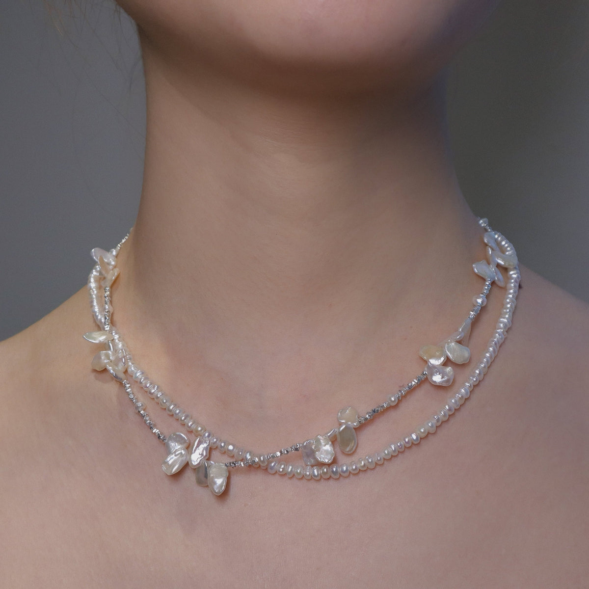 Pearl Blossom Duo Necklace by NINEMOO – product image