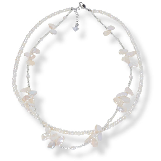 Pearl Blossom Duo Necklace by NINEMOO – detail view