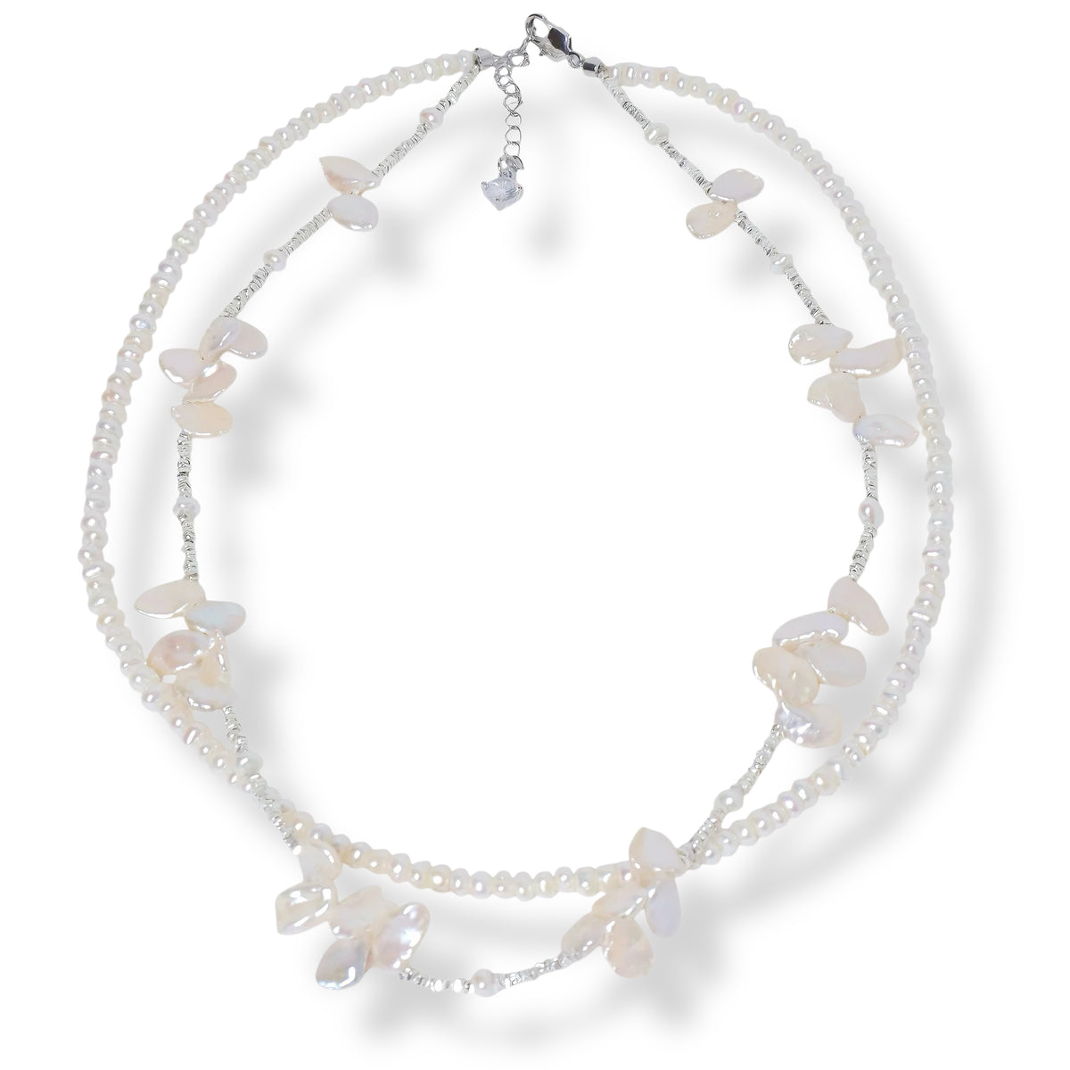 Pearl Blossom Duo Necklace by NINEMOO – detail view