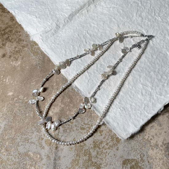 Pearl Blossom Duo Necklace by NINEMOO – alternate view