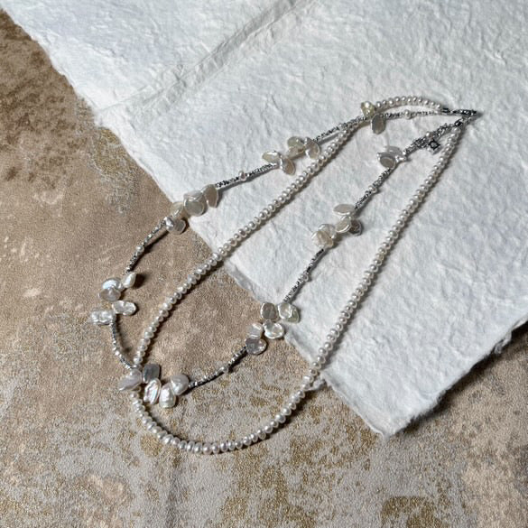 Pearl Blossom Duo Necklace by NINEMOO – alternate view
