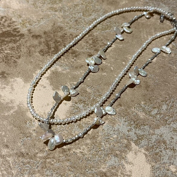 Pearl Blossom Duo Necklace by NINEMOO – product view 4