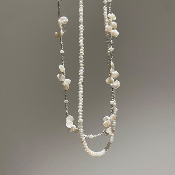 Pearl Blossom Duo Necklace by NINEMOO – product view 5
