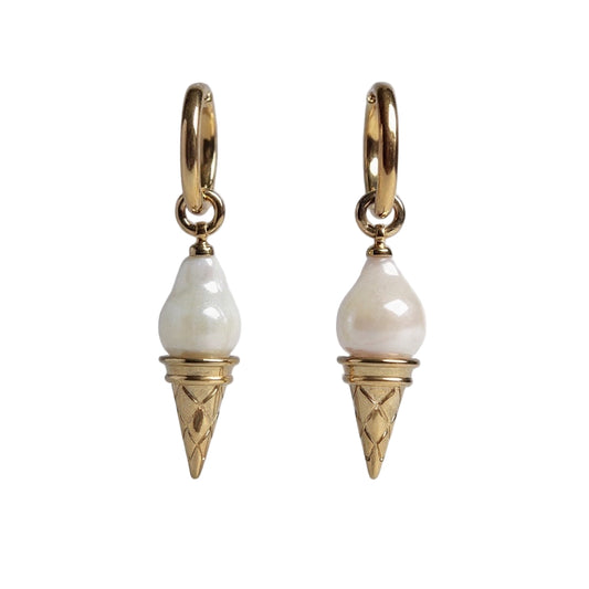 Pearl Ice Cream Hoop Earrings & Necklace by NINEMOO – product image