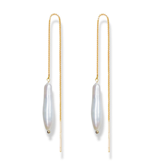 Classic Linear Pearl Threader Earrings by NINEMOO – product image