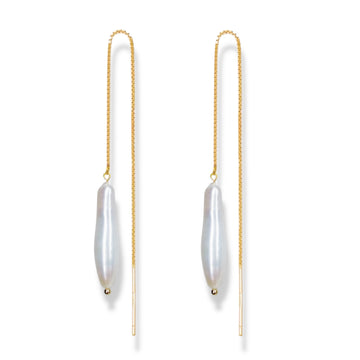 Classic Linear Pearl Threader Earrings by NINEMOO – product image