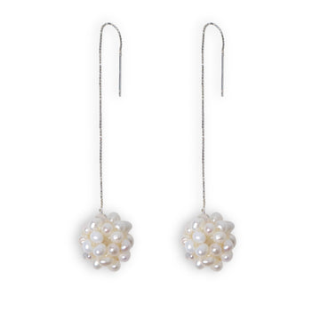 Pearl Hydrangea Threader Earrings by NINEMOO – product image