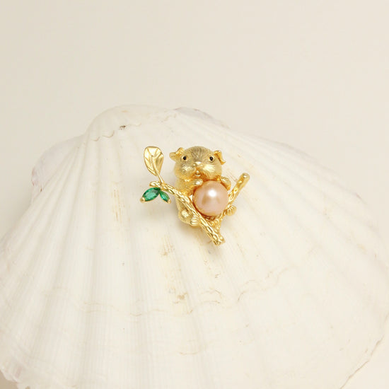 Pink Aurelia Squirrel Brooch by NINEMOO – product view 4