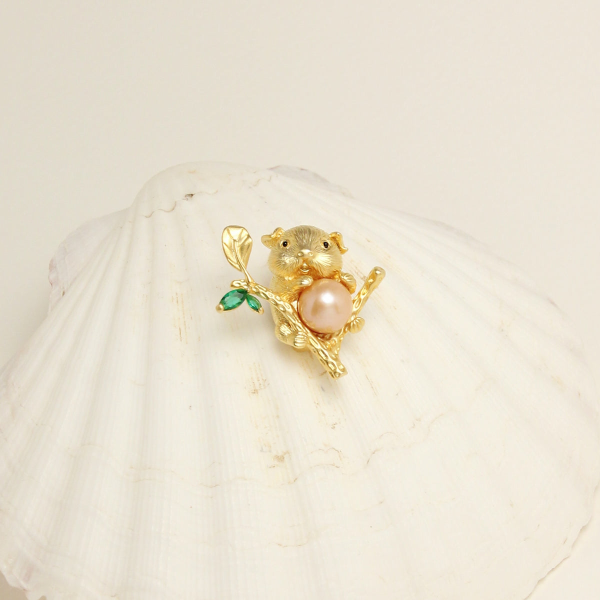 Pink Aurelia Squirrel Brooch by NINEMOO – product view 4