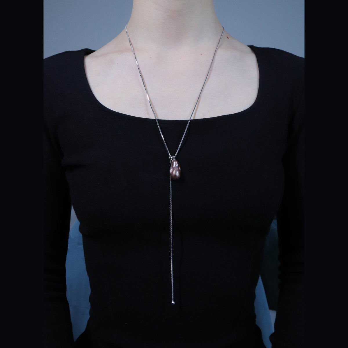 Pink Baroque Pearl Adjustable Necklace by NINEMOO – alternate view