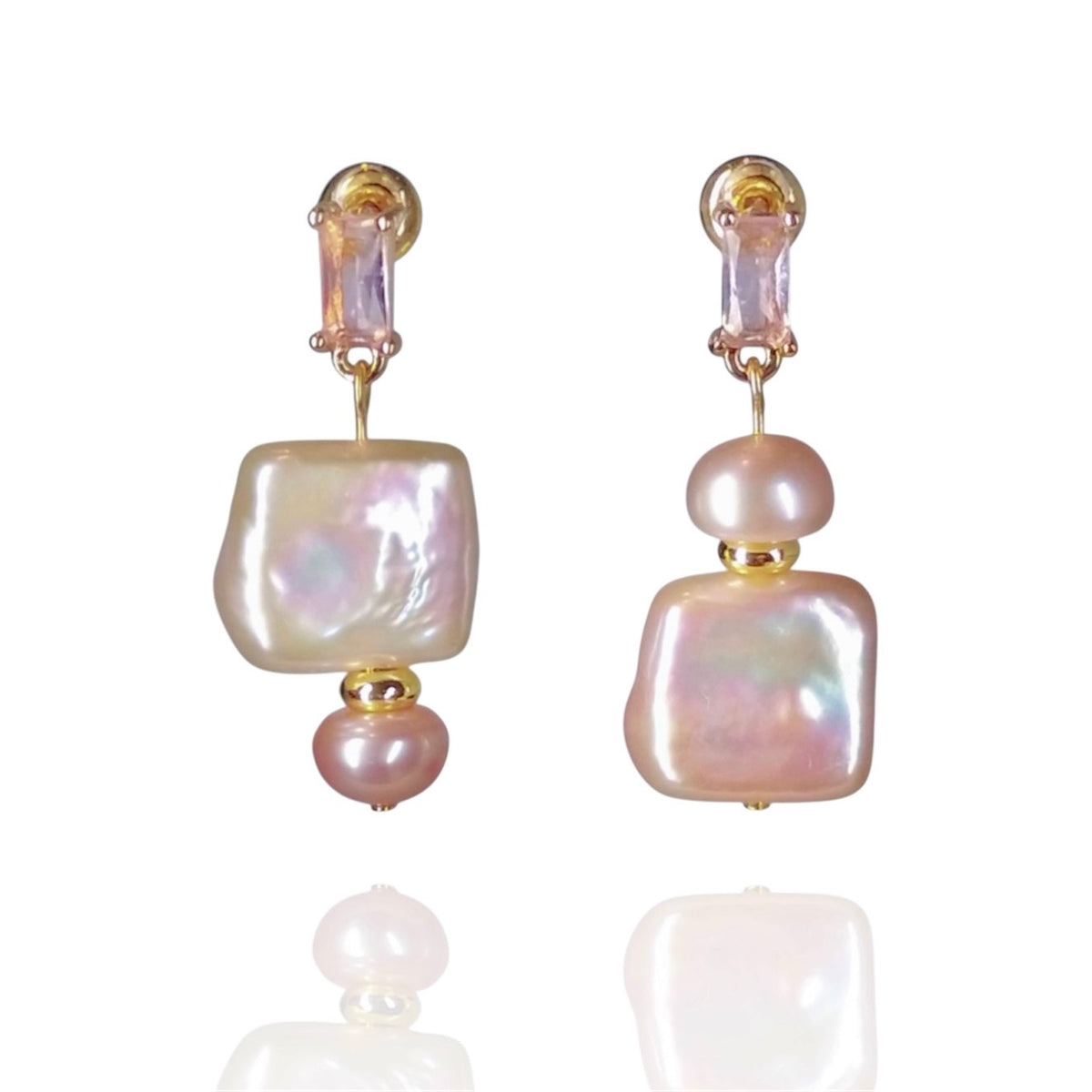 Pink Perfume Bottle Pearl Drop Earrings by NINEMOO – product image