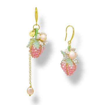 Pink Strawberry Pearl Dangle Earrings by NINEMOO – product image
