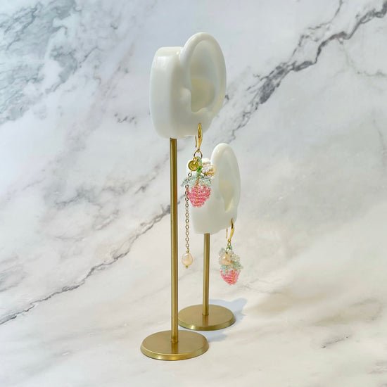 Pink Strawberry Pearl Dangle Earrings by NINEMOO – product view 5