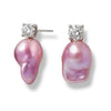 Aurora Pink Baroque Pearl Earrings by NINEMOO – detail view