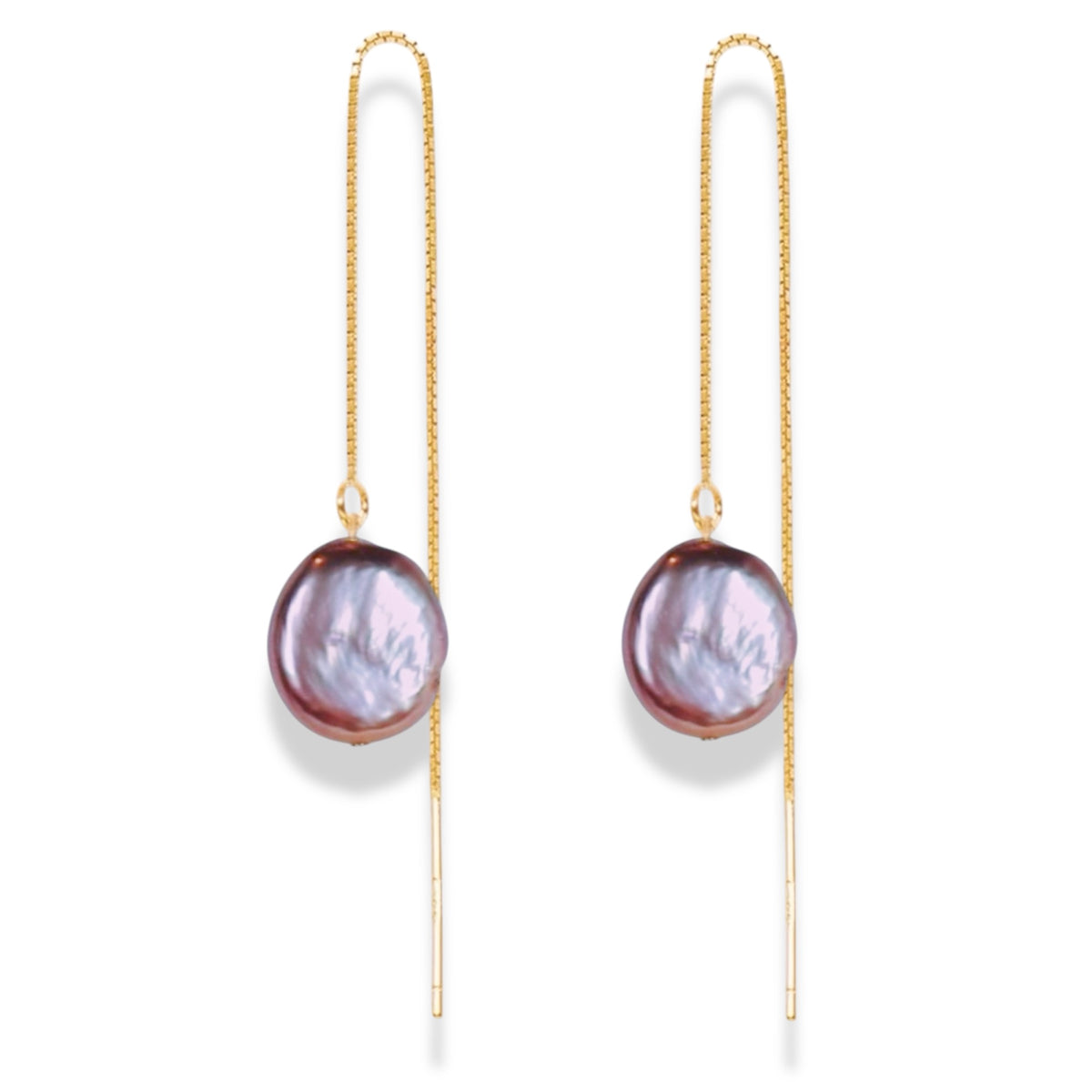 Purple Baroque Pearl Threader Earrings by NINEMOO – product image