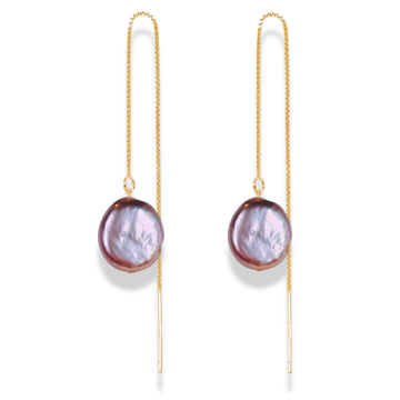 Purple Baroque Pearl Threader Earrings by NINEMOO – product image