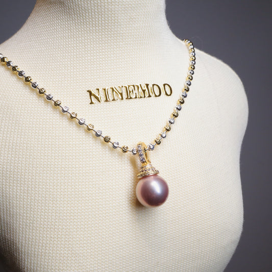 Sterling Grace 12mm Pearl Pendant Necklace by NINEMOO – detail view