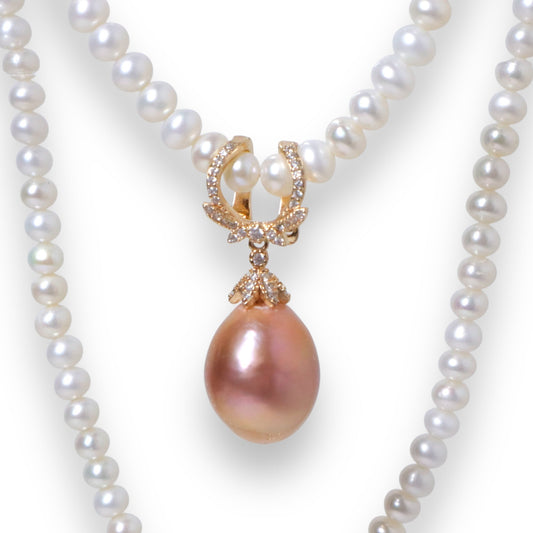 Purple Luxe 14mm Pearl Pendant Necklace by NINEMOO – product image