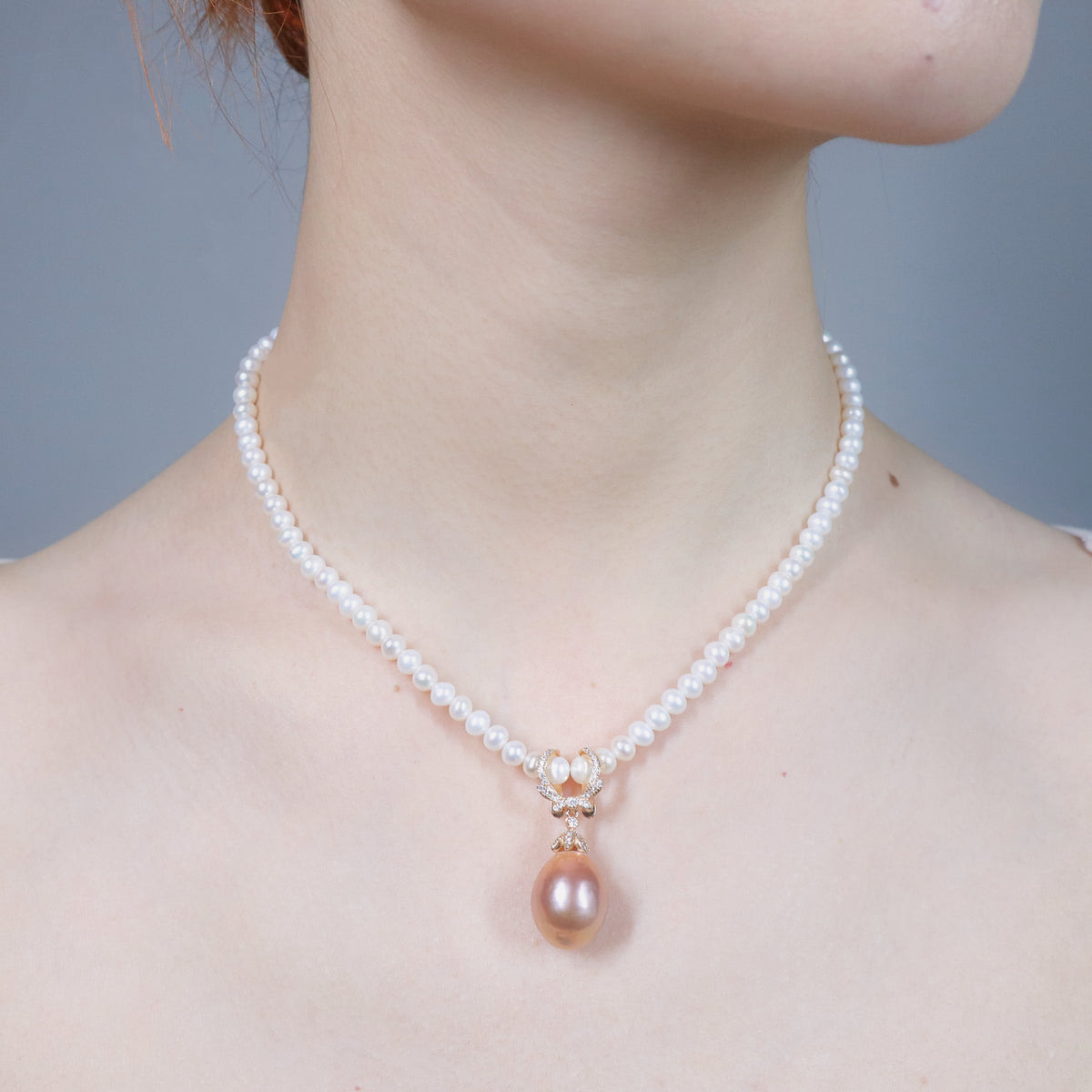 Purple Luxe 14mm Pearl Pendant Necklace by NINEMOO – alternate view