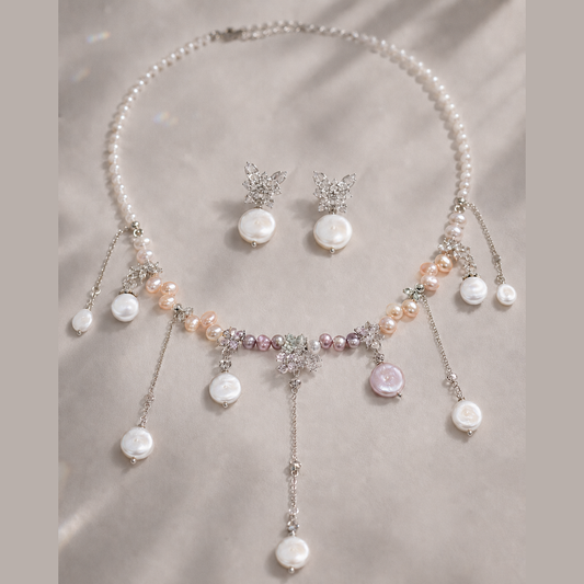 Rainbow Glow Pearl Earrings by NINEMOO – detail view