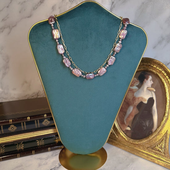 Rectangular Pearl Versatile Sweater Necklace by NINEMOO – alternate view