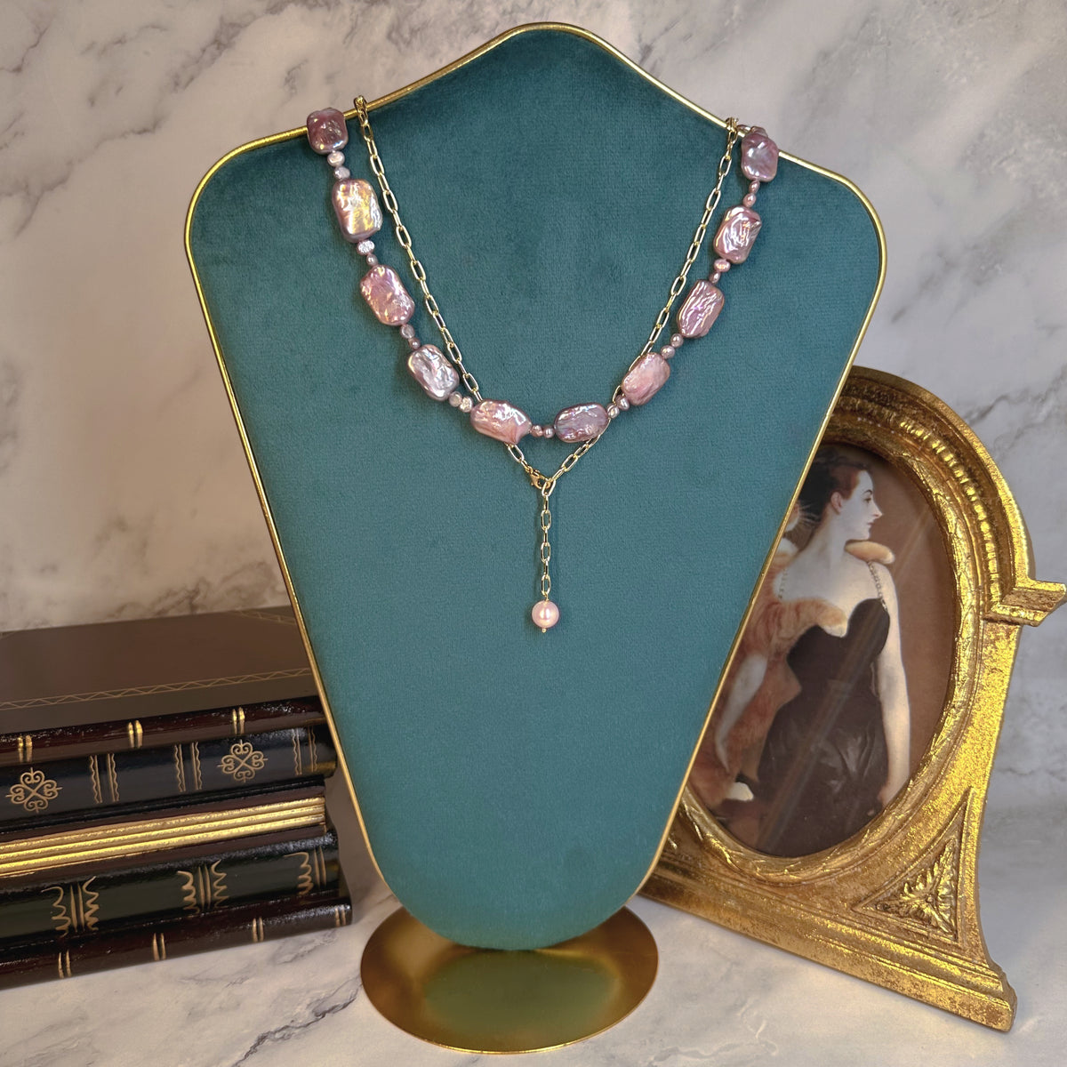 Rectangular Pearl Versatile Sweater Necklace by NINEMOO – product view 4