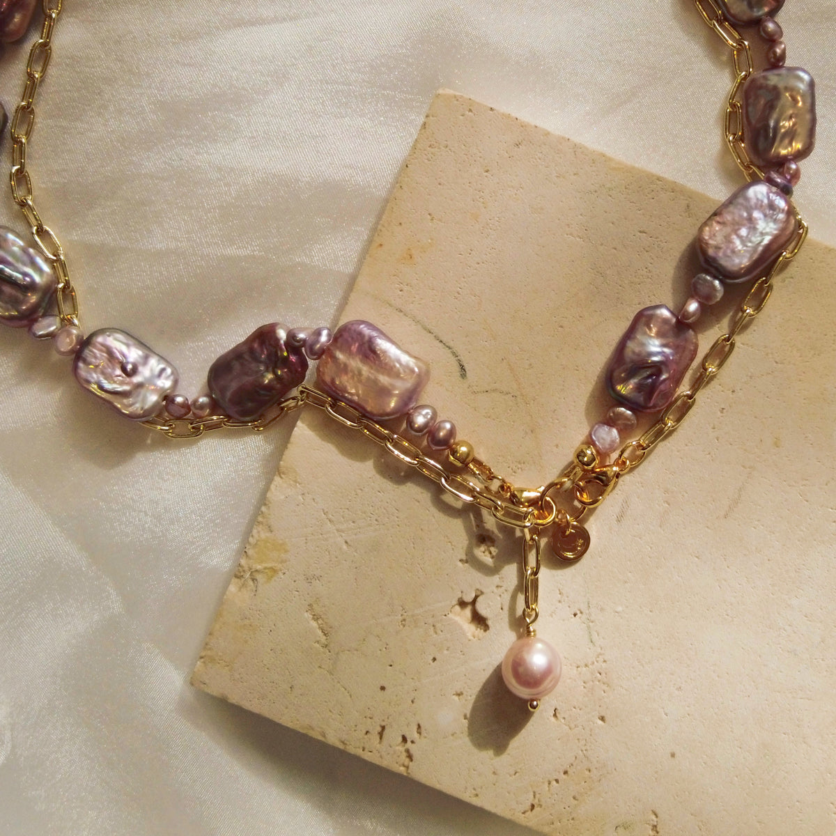 Rectangular Pearl Versatile Sweater Necklace by NINEMOO – product view 6