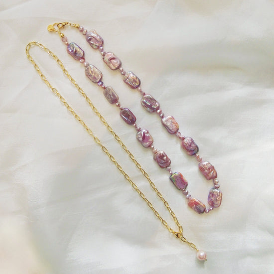 Rectangular Pearl Versatile Sweater Necklace by NINEMOO – product view 7